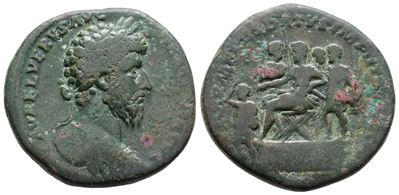 Lucius Verus (161-169). Æ Sestertius (31 MM, 22.53 G).