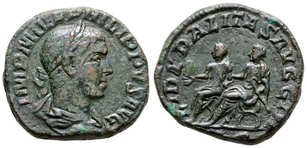 Philip II (Caesar, 244-247). Æ Sestertius (28 mm, 17.19 g).