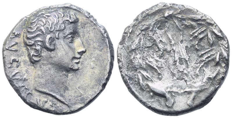 Augustus (27 Bc-14 Ad), Denarius, North-peloponnesian Mint, C. 20 Bc; Ar (3,40 G; 17,5 MM)