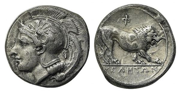 Northern Lucania, Velia, c. 340-334 BC, Didrachm; AR (7,41 g; 22 mm; 6 h)