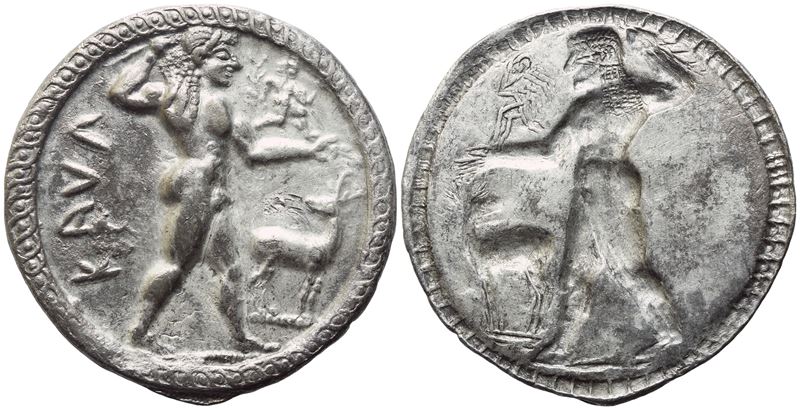 Bruttium, Kaulonia, Stater, C. 525-500; Ar (7,93 G; 30,5 MM)