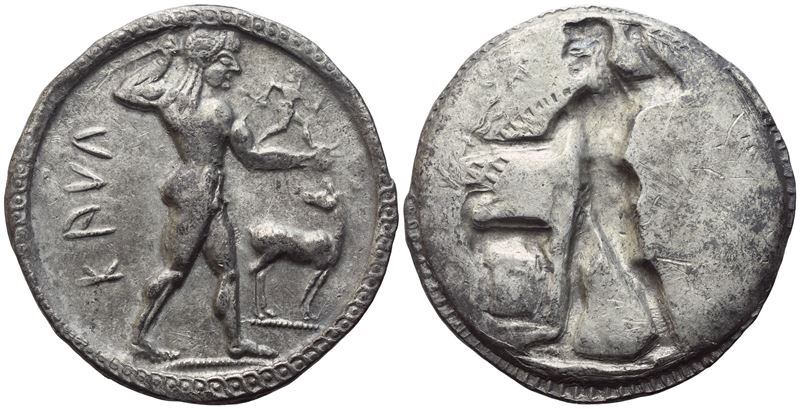 Bruttium, Kaulonia, Stater, C. 525-500; Ar (8,33 G; 30,3 MM)