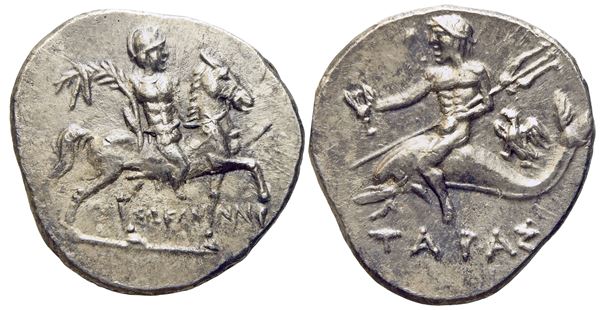 Calabria, Tarentum, Punic occupation (c. 212-209 BC), Half Shekel; AR (g 3,51; mm 19,6)