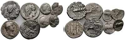 Mixed Lot Of 8 Greek And Roman Ar Coins, To Be Catalogued. Lot Sold As Is, No Return