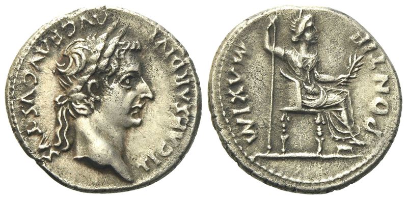Tiberius (14-37), Denarius, Lugdunum, c. AD 14-37; AR (g 3,58; mm 18,9)