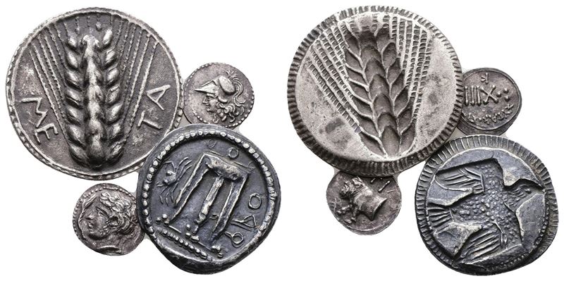 Lot Of 4 Replicas Of Greek Coins. Modern Replica For Study, Lot Sold As Is, No Return