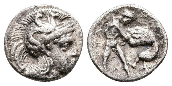 Southern Apulia, Tarentum, c. 380-325 BC. AR Diobol (11mm, 0.76g).  - Auction Greek, Roman and Byzantine Coins	 - Bertolami Fine Art - Prague