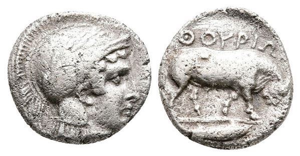 Southern Lucania, Thourioi, c. 443-400 BC. AR Triobol (11mm, 1.14g).
