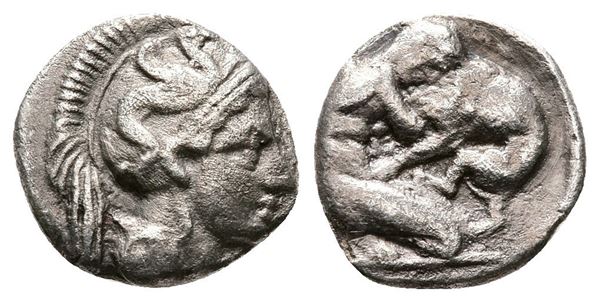 Southern Apulia, Tarentum, c. 380-325 BC. AR Diobol (12mm, 0.92g).