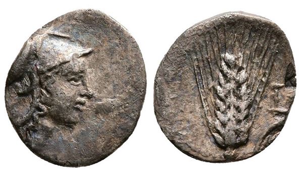 Southern Lucania, Metapontion, c. 325-275 BC. AR Diobol (11mm, 0.75g).