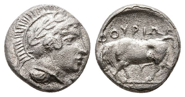 Southern Lucania, Thourioi, c. 443-400 BC. AR Triobol (12 mm, 1.09 g).  - Auction Greek, Roman and Byzantine Coins	 - Bertolami Fine Art - Prague