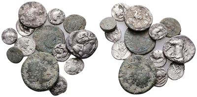 Lot Of 13 Greek And Roman Coins. Lot Sold As Is, No Return