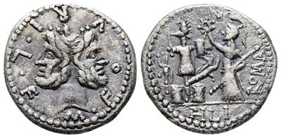 M. Furius L.f. Philus, Rome, 120 Bc. Ar Denarius (20mm, 3.68g).