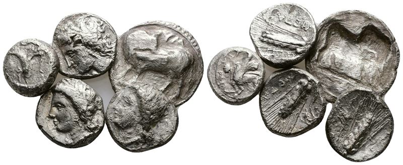Lot Of 5 Ar Greek Coins. Lot Sold As Is, No Return