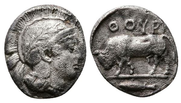 Southern Lucania, Thourioi, c. 443-400 BC. AR Triobol (10mm, 0.70g).
