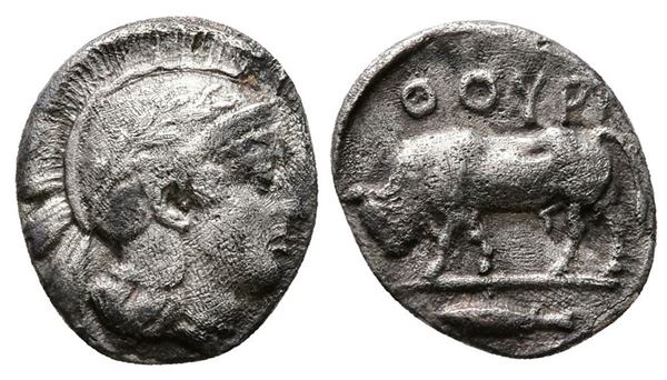 Southern Lucania, Thourioi, c. 443-400 BC. AR Triobol (10mm, 0.70g).  - Auction Greek, Roman and Byzantine Coins	 - Bertolami Fine Art - Prague