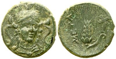 Lucania, Metapontion (C. 300-250 Bc), Æ (3,76 G; 16,5 MM)
