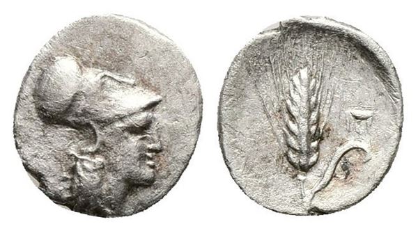 Southern Lucania, Metapontion, c. 325-275 BC. AR Diobol (12mm, 0.68g).  - Auction Greek, Roman, Byzantine Coins - Bertolami Fine Art - Prague