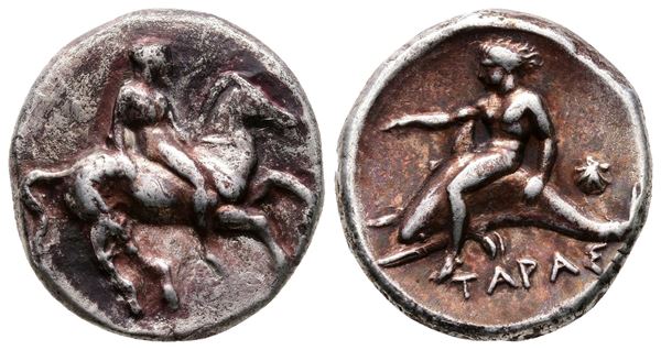 Southern Apulia, Tarentum, c. 365-355 BC. AR Nomos (21mm, 7.61g).