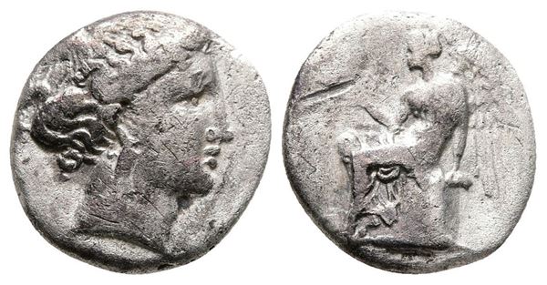 Bruttium, Terina, c. 300 BC. AR Drachm (14mm, 2.05g).