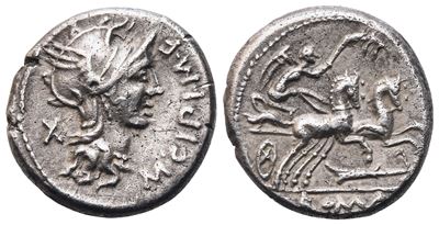 M. Cipius, Denarius, 115-114 Bc; Ar (3,70 G; 16,5 MM; 6 H)