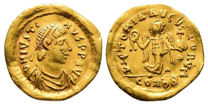 Justin i (518-527). Av Tremissis (15mm, 1.34g).