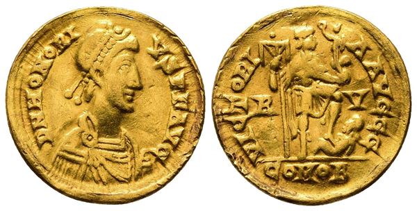 Honorius (393-423). AV Solidus (20mm, 4.12g).  - Auction Greek, Roman and Byzantine Coins	 - Bertolami Fine Art - Prague