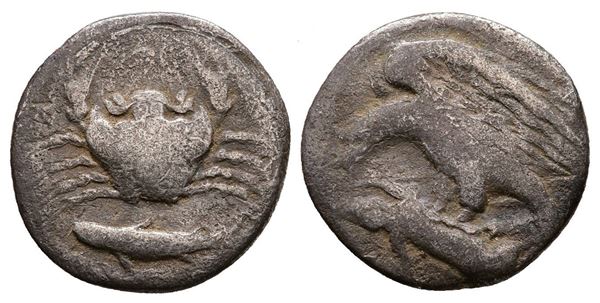 Sicily, Akragas, c. 420-406 BC. AR Hemidrachm (15mm, 1.87g).