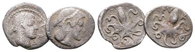 Sicily, Syracuse, Lot Of 2 Ar Litrai (arethusa/octopus).