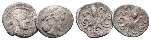 Sicily, Syracuse, lot of 2 AR Litrai (Arethusa/Octopus).