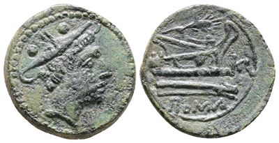 Corn-ear And Ka Series, Sicily, C. 211-208 Bc. Æ Sextans (20mm, 5.12g).