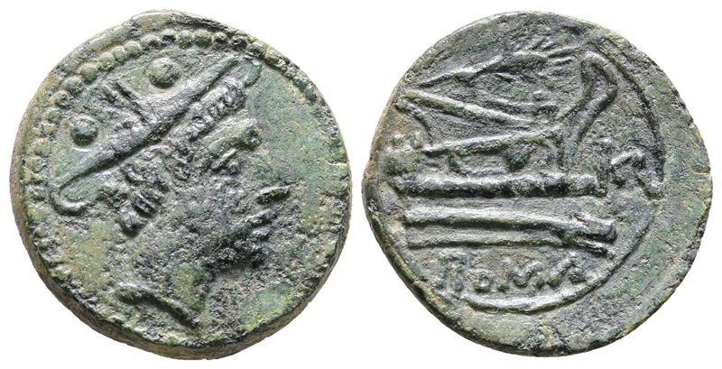 Corn-ear And Ka Series, Sicily, C. 211-208 Bc. Æ Sextans (20mm, 5.12g).
