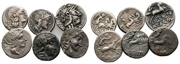 Lot of 6 Roman Republican Denarii  - Auction Greek, Roman and Byzantine Coins	 - Bertolami Fine Art - Prague