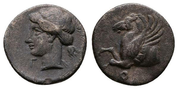 Corinth, c. 350-300 BC. AR Hemidrachm (12mm, 1.26g).  - Auction Greek, Roman and Byzantine Coins	 - Bertolami Fine Art - Prague