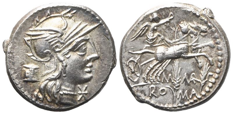 M. Marcius Mn. f., Denarius, 134 BC; AR (3,95 g; 19 mm)