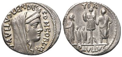 L. Aemilius Lepidus Paullus, Denarius, 62 Bc; Ar (3,77 G; 19,2 MM; 5 H)