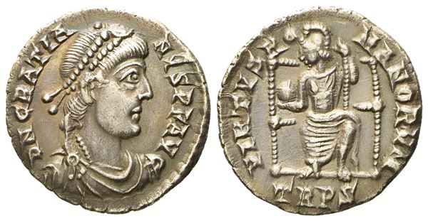 Gratian (367-383), Siliqua, Augusta Treverorum, c. AD 378-383; AR (g 1,87; mm 17)  - Auction Imperium. Roman Coin Portraits - Bertolami Fine Art - Prague