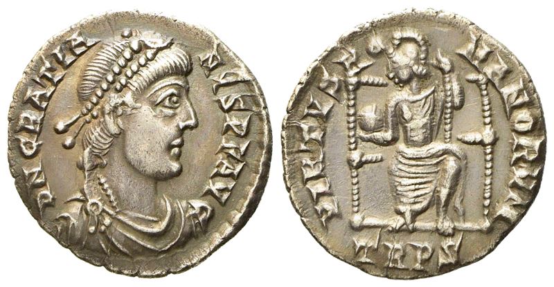 Gratian (367-383), Siliqua, Augusta Treverorum, C. Ad 378-383; Ar (g 1,87; MM 17)