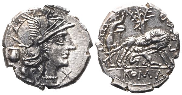 Sex. Pompeius Fostlus, Denarius, 137 BC; AR (3,97 g; 20,4 mm; 9 h)