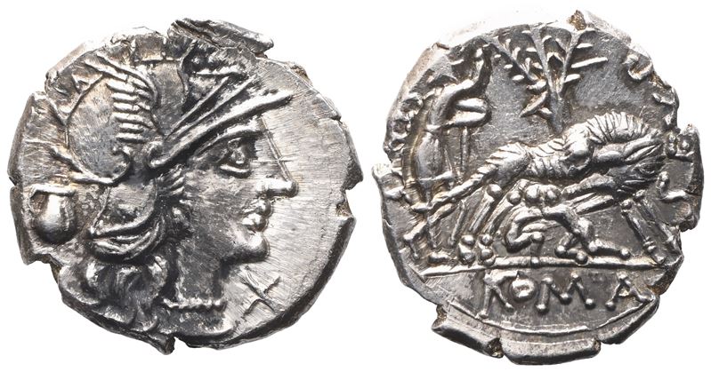 Sex. Pompeius Fostlus, Denarius, 137 BC; AR (3,97 g; 20,4 mm; 9 h)