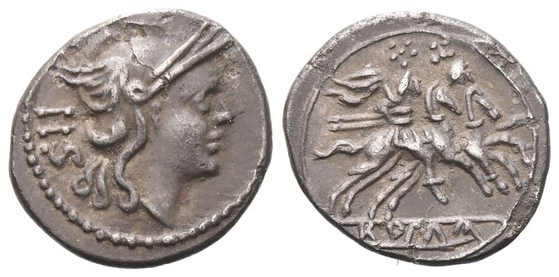 Anonymous, Sestertius, c. 211-208 BC, ; AR (1,09 g; 12,5 mm)