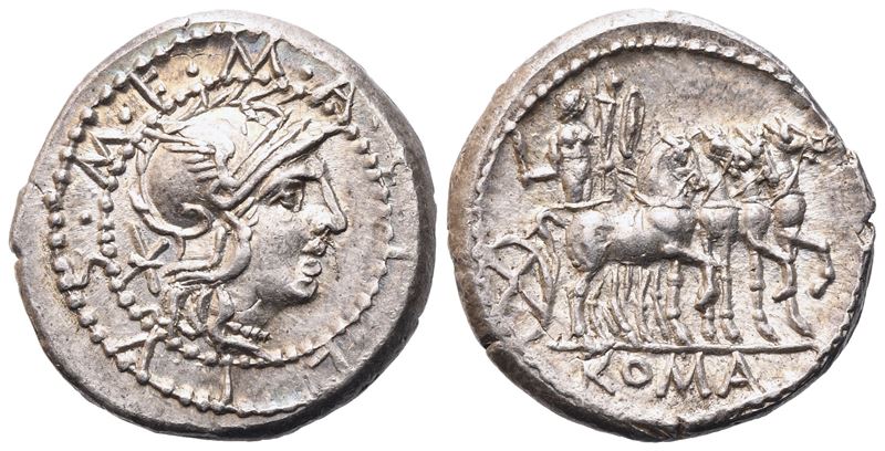 M. Acilius, Denarius, 130 BC; AR (3,96 g; 18,5 mm; 12 h)