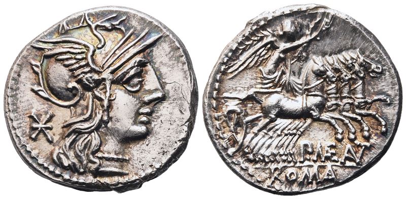 P. Maenius M. f. Antias (or Antiaticus), Denarius, 132 BC; AR (3,91 g; 19,4 mm; 7 h)