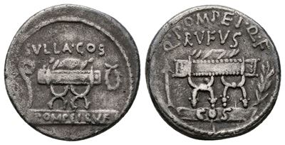 Q. Pompeius Rufus, Rome, 54 Bc. Ar Denarius (18mm, 3.86g).