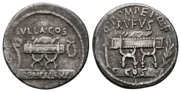 Q. Pompeius Rufus, Rome, 54 BC. AR Denarius (18mm, 3.86g).