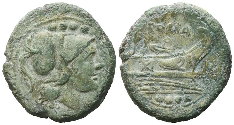 Anonymous, Triens, after 211 BC; Æ (10,1 g; 22,8 mm; 6 h)