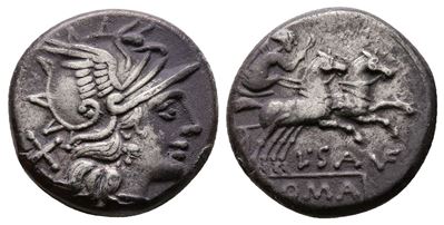 L. Saufeius, Rome, 152 Bc. Ar Denarius (17mm, 4.04g).