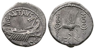 Mark Antony, Patrae(?), Autumn 32-spring 31 Bc. Ar Denarius (16mm, 3.45g).