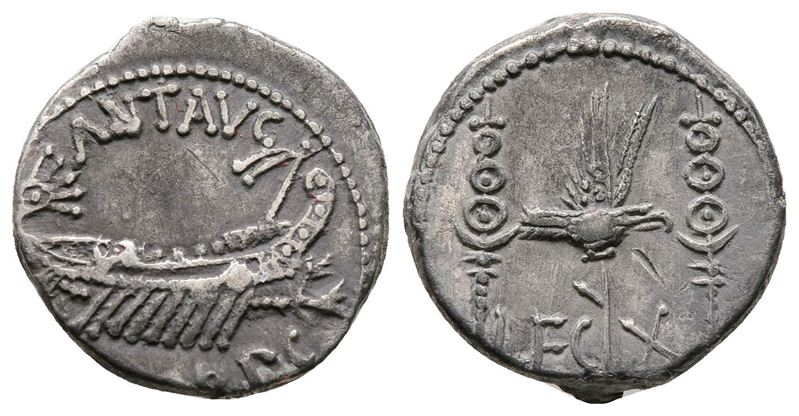 Mark Antony, Patrae(?), Autumn 32-spring 31 Bc. Ar Denarius (16mm, 3.45g).