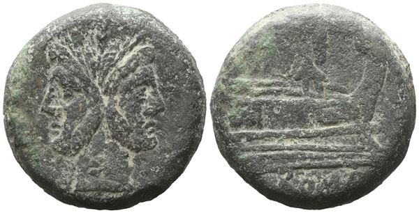 Anonymous, As, after 211 BC; Æ (47,01 g; 34,3 mm; 3 h)
